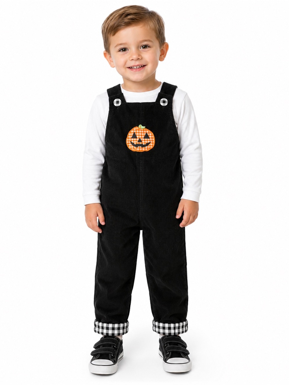 Kids Black Pumpkin Overalls Costume - Mud Pie - 0986